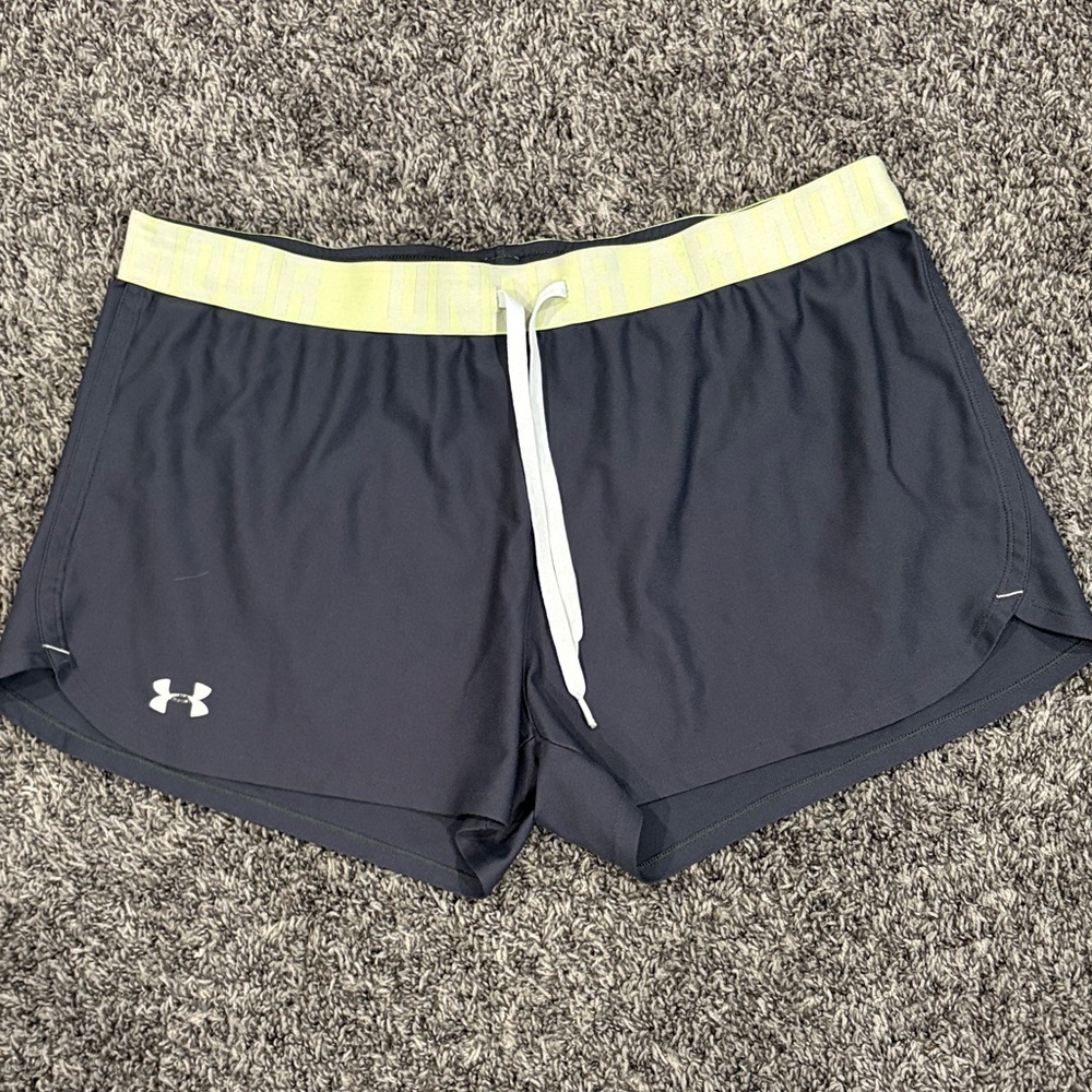 Under Armour Women's Navy and Yellow Athletic Shorts